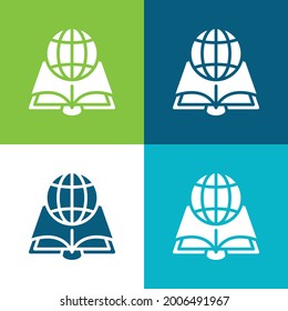 Juego de iconos mínimo de cuatro colores Plano de libros