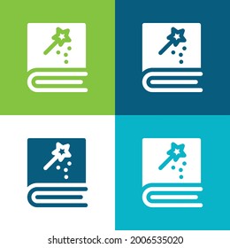 Book Flat four color minimal icon set