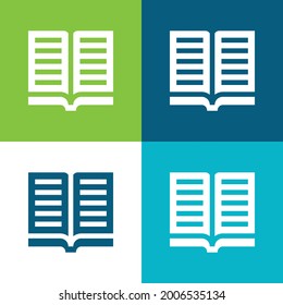 Book Flat four color minimal icon set