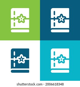 Book Flat four color minimal icon set