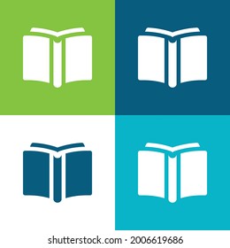 Book Flat four color minimal icon set