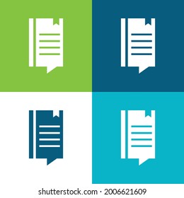 Book Flat four color minimal icon set