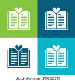 Book Flat four color minimal icon set