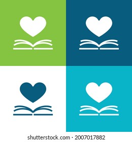 Book Flat four color minimal icon set