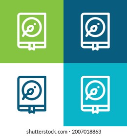 Book Flat four color minimal icon set