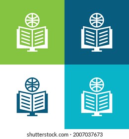 Book Flat four color minimal icon set