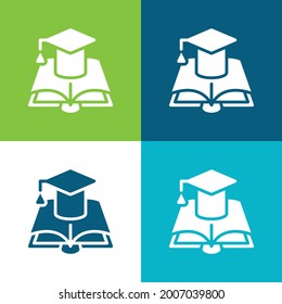 Book Flat four color minimal icon set