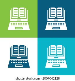 Book Flat four color minimal icon set