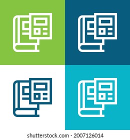 Book Flat four color minimal icon set