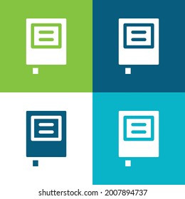Book Flat four color minimal icon set