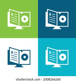 Book Flat four color minimal icon set