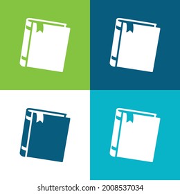 Book Flat four color minimal icon set