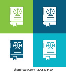 Book Flat four color minimal icon set