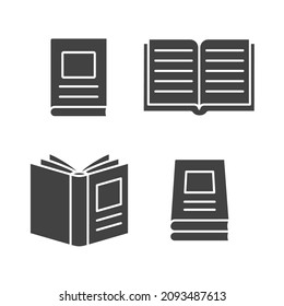 Book flat glyph icons set. Literature, reading, publishing collection. Vector illustration.