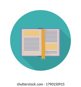 Book flat icon with long shadow. Illustration of open book. Vector.