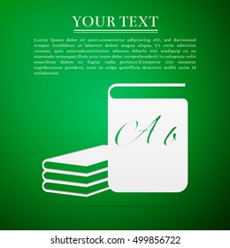 Book flat icon on green background. Vector Illustration