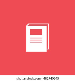 Book Flat Icon On Red Background