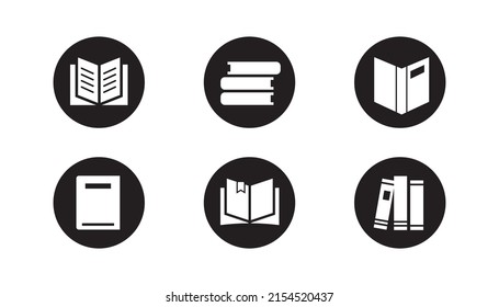 Juego de iconos plano del libro. Ilustración vectorial.