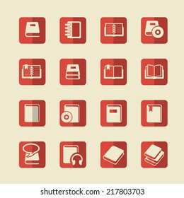 Book Flat Icon Square Background