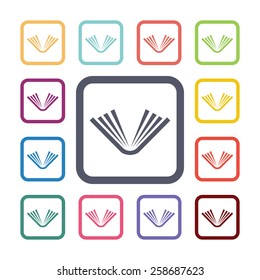 book flat icons set. Open colorful buttons 