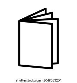 Book flat line icon. Brochure, booklet, flyer, leaflet, catalogue isolated on white background. Outline sign for mobile concept and web design, store.
