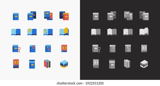 Book flat line icons design vector set.