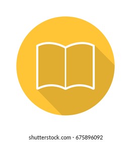 Book flat linear long shadow icon. Vector outline symbol