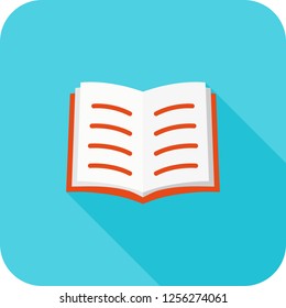 Book flat multi color long shadow icon.