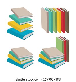 Book. Flat style pile of books vector illustrations set.