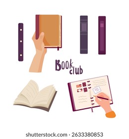 Livro. Clipart de vetor plano, ilustração com plano de fundo isolado.