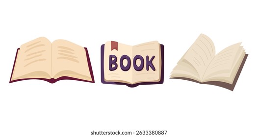 Livro. Clipart de vetor plano, ilustração com plano de fundo isolado.