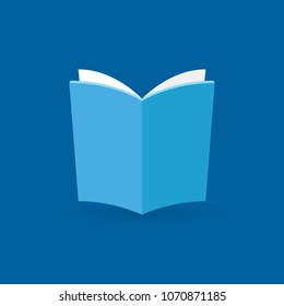 Book flat vector icon or design element on blue background