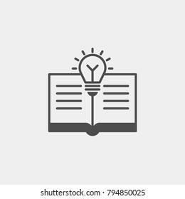 Book flat vetor icon. Bulb flat vector icon. Knowledge flat vector icon