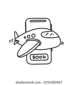 book flight button on mobile doodle style