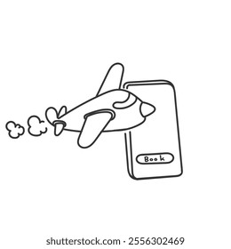 book flight button on mobile doodle style