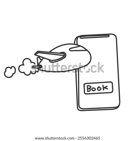 book flight button on mobile doodle style
