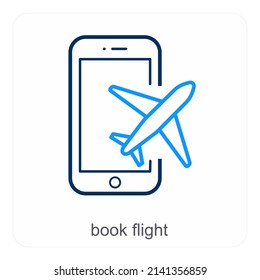 Book Flight And Flight Icon Concept