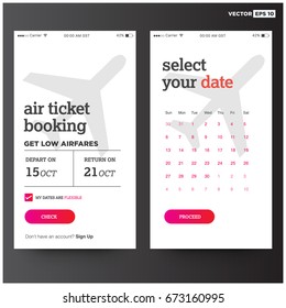 Book a Flight Online and Get Low Airfares With Calendar UI Screen Design