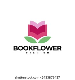 ILUSTRACIÓN DE VECTOR DE LOGOTIPO DE FLOR DE LIBRO