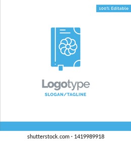 Book, Flower, Text, Spring Blue Solid Logo Template. Place for Tagline