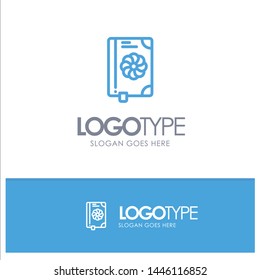 Book, Flower, Text, Spring Blue outLine Logo with place for tagline