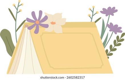 Book With Flowers Vector Illustration
