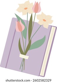 Book With Flowers Vector Illustration