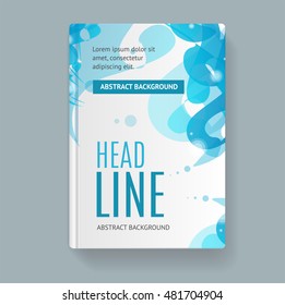 Book Flyer Placard Template Abstract Geometric Blue Swirl. Vector illustration