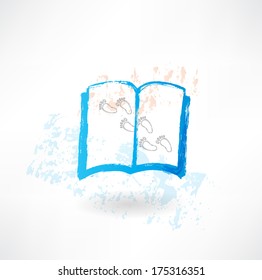 Book and footprints grunge icon