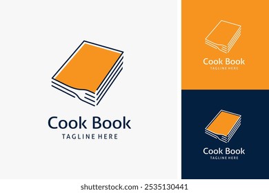 Book and fork for cook book logo design