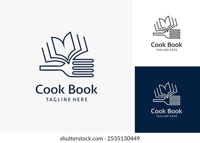 Book and fork for cook book logo design