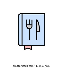 Book, fork, knife icon. Simple color with outline vector elements of public catering icons for ui and ux, website or mobile application
