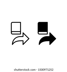 Book forward icon. With outline and glyph style