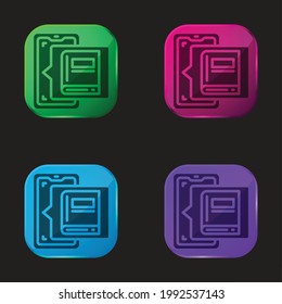 Book four color glass button icon